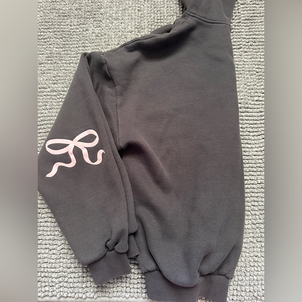 Edikted grey and pink bow hoodie